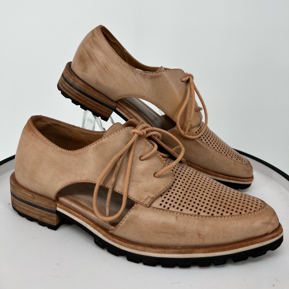 ALDO‎ TAN CAMUNO CUT OUT LEATHER OXFORD LACE UP SHOES